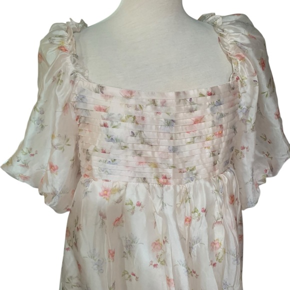 NWT Melody Maxi Dress with pleats and bow detail in pink rose Floral size 2xl - Picture 2 of 7
